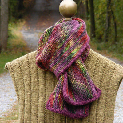 vertical scarf with rolled edge pattern - Solitude Wool