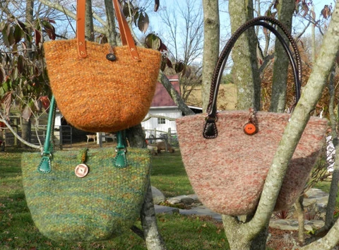 Sue Burke and the Karakul bucket bag